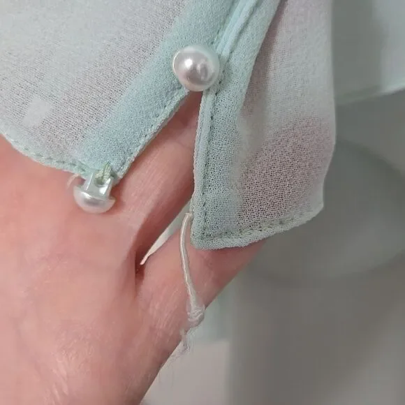 Ursula of Switzerland Special Occasion Dress Size 15/16 Aqua Dress Vtg Flaw - Picture 4 of 8